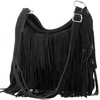 modamoda.de T125 Italian Shoulder Bag, Fringed, Suede - black, size: