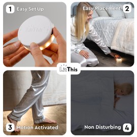 LitThis Under Bed Lights Motion Sensor Patented 360° motion activated night light for under bed light. – No Installation, easily positioned, dimmable, auto on/off.