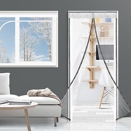 Transparent Urethane Windproof Vinyl Curtain - Window Draft Blocker for Doors & Balconies Cold Protection Magnetic Wind Blocker (100x210)