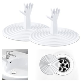 YZC Tub Stopper Bathtub Drain Cover - 2PCS Shower Drain Round Sink Stoppers - Flat Suction Sink Stopper Silicone Drain Plug for Kitchen, Bathroom, Laundry -White