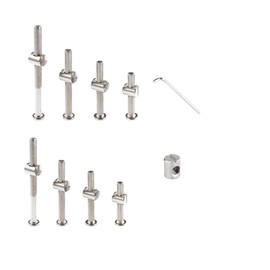 32 Set M6x12mm/16mm/25mm/35mm/45mm/55mm/65mm/75mm Silver Crib Screws Replacement Set Hex Drive Socket Cap Screw Barrel Nuts for Beds Furniture Headboards Cribs Hardware Replace Kit