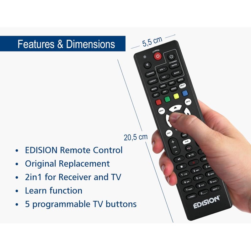 Edision Universal Remote Control EDI-RCU 3 Learn OS, Programmable, 2-in-1