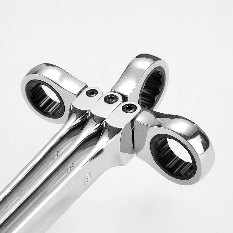 7mm Metric Flex-Head Ratchet Wrench,Box End Head 72-Tooth Ratcheting Combination