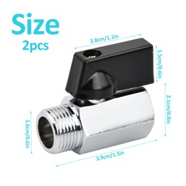 Pack of 2 Mini Ball Valves, Brass Nickel-Plated Shut-off Valve, 3/8 Inch, Female Thread x Male Thread Shut-off Valve, for Tanks, Outdoor Valve, Water Connections