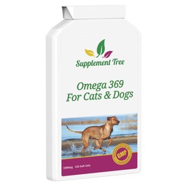 Omega 3 6 9 Fish Oil Complex for Dogs & Cats 120 Soft gels | Supplement With Added Vitamin E | Support Healthy Skin & Coat, Healthy heart, Joint & Immune System Function In Pets