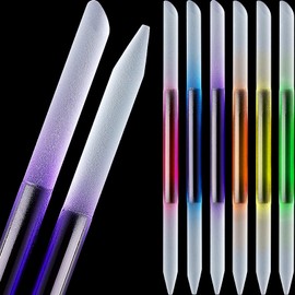 Maitys 6 Pieces Glass Cuticle Pusher Glass Cuticle Stick Set Double Sided Crystal Nail Files Precision Manicure Pedicure Pusher Tools(Pink, Blue, Purple, Orange, Yellow, Green) | Maitys