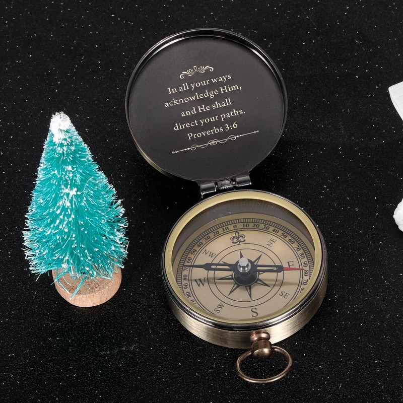 Baptism Gifts for Boys Men - Engraved Compass Christian Gifts