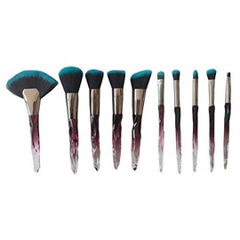 Make-up-Pinsel-Set, 10 verschiedene Größen, professionell, Eyeliner, Augenbrauen, Lidschatten, Foundation, Rouge, Gesicht, Blush, Farbe transparent und violett