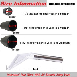 TunaMax TunaMax Universal Work with All Shop Vacs Clear Extractor Attachment with 1-1/4"" & 1-7/8"" & 2-1/2"" Adapters for Upholstery & Carpet Cleaning & Auto Detailing, CULS15