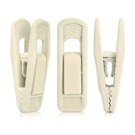 20Pcs Beige Velvet Hanger Clips, Non-Slip Strong Velvet Hangers Clips for Velvet Hangers, for Thin Velvet Clothes Suit Hangers