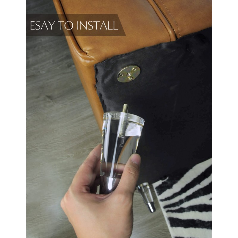 JEREVER Acrylic Furniture Legs Replacement Sofa Feet Cabinet Modern Clear