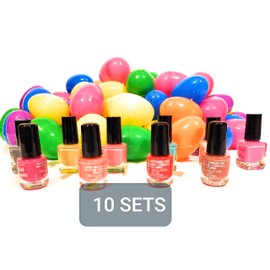 Happy Easter Nail Polish Set for Ladies & Girl - 10 Large Colorful Eggs Filled with 10 Mini Nail Polishes