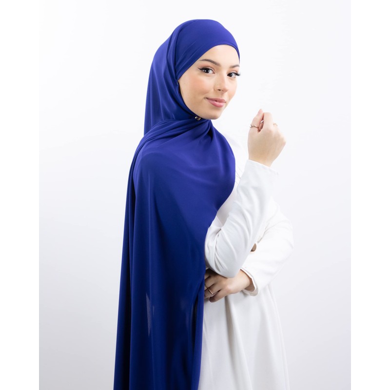 Muslim Women Luxury Crepe Tie Hijab, royal