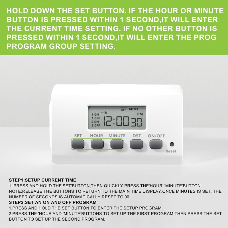 BN-LINK Indoor Digital Timer Outlet,24 Hour Light Timer Easy Programmable,Mini