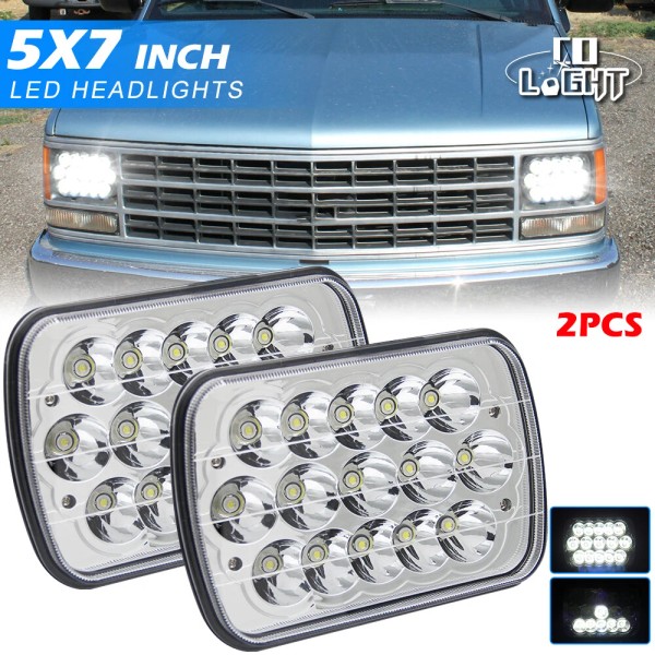 colight-auto Pair 7X6" 5x7" Square LED Headlights Sealed Beam For