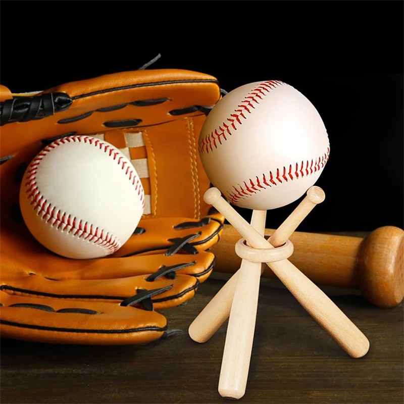 HugeDE 3 Pcs 150mm Mini Baseball Bats Unfinished Small Wooden