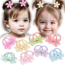 BIANHUAN Flower Hair Ties,16 pcs Cute Hair Ties For Girls,Colorful Small Hair Ties for Thin Hair,Elastics Hair Tie Ponytail Holders Baby Hair Accessories for Toddlers Kids Teens Girls