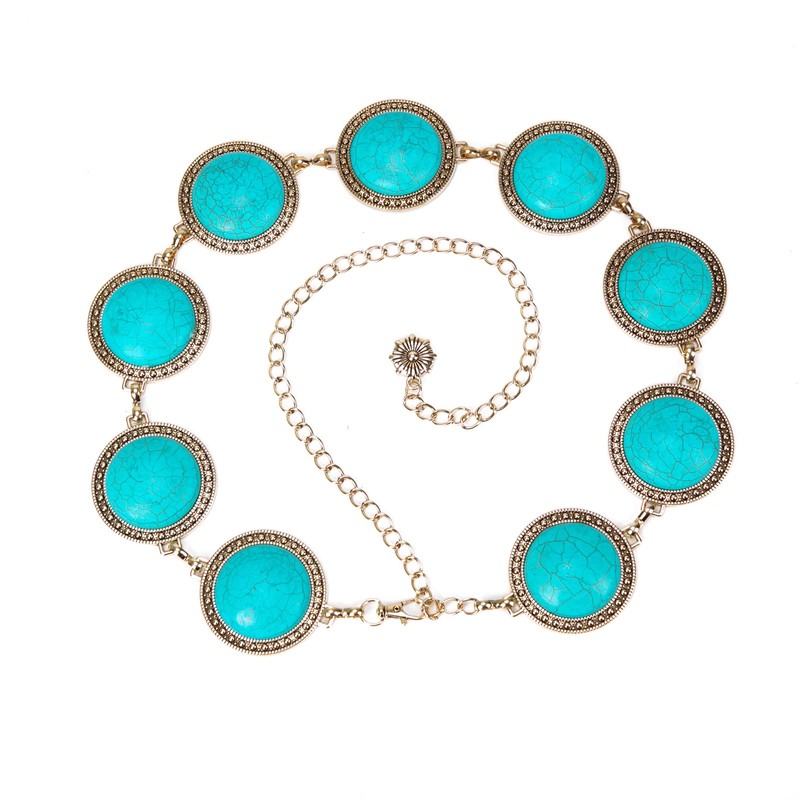 ILuvatar Western Concho Fashion Stone Chain Belt Western Flower Concho