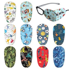 SYEYCW 10 Pcs Eye Patches for Kids, Eye Patches for Kids Girls Boys, Cartoon Reusable Eyepatch, Colorful Kids Eye Patches, Eyepatch for Glasses Treat Lazy Eye Amblyopia Strabismus for Left & Right Eye