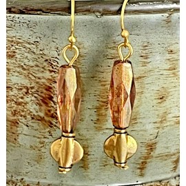 Gold and Champagne Crystal Bead Dangle Earrings. Jewelry Earrings for Women #3298FE3607