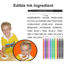 Fanika 12Pcs Edible Markers for Cookie Decorating, Upgrade Double Side Ultra Fine Tip Food Coloring Pens for Cakes Decorating,Fondant,Easter Eggs,Macaron,Frosting - With 3PCS Black Set