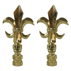 Royal Designs Fleur De Lis 3.25" Lamp Finial for Lamp Shade, Polished Brass - Set of 2