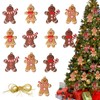 12Pcs Gingerbread Christmas Tree Decorations, Ginger Man Hanging Ornaments Clay