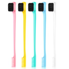 Baderke 5 Pcs Edge Brush Edge Control Brush Hair Edge Control Brush Hair Comb Set Hair Brush Double Sided Edge Control for Woman Hair Styling Edge Back Brushing, Colorful