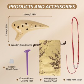 12 Hole Wooden Ocarina Alto C Maple Wood Legend Zelda,Tenor C Ocarina, Gift Idea for Zelda Fans