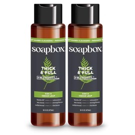 Soapbox Champú y Acondicionador 2 en 1 Espeso y Completo para Hombres, Champú y Acondicionador Natural para Hombres, Roble y Hoja de Cedro, 16 oz