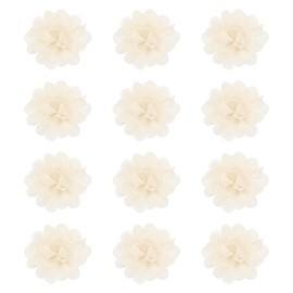 PATIKIL Chiffon Flowers, 12Pcs 2" Sewing Fabric Flower Appliques Embellishments for DIY Crafts Clothing Headbands Wedding Party Decoration, Beige