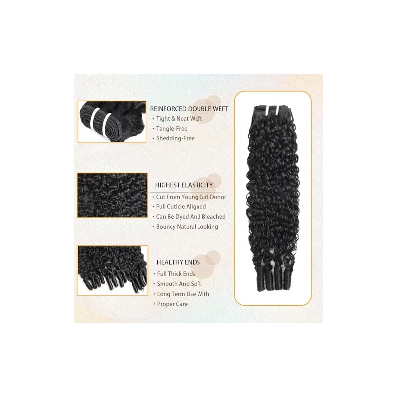 Extensiones de cabello humano rizado birmano con ondas al agua,