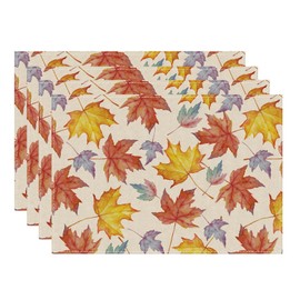 Ciwolce Fall Maple Leaves Placemats Set of 4, Fall Autumn Table Mats