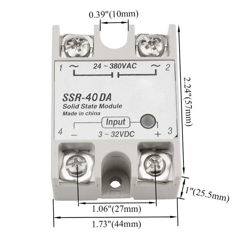 XINGYHENG 2Pcs SSR-40DA Single-Phase DC Solid State Relay Module Load 24-380VAC