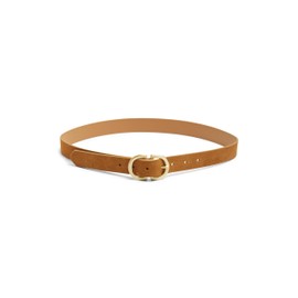 PIECES Pcjuva Women's Suede Jeans Belt Noos Belt, Cognac/Detail:w Brushed Gold Buckle