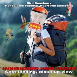 Firmlly Hummingbird Feeder Helmet | Hands-Free Outdoor Observation Device | 4 Feeding Ports Design | Adjustable Headband | Lightweight & Durable PVC