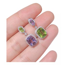 Estuchelandia Aretes Diferentes Zirconia Piedras Cristal Asimétricos