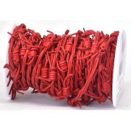 Red Fake Barbed Wire, 3 Strand Braid of 1.8mm Round Leather Cord, 10 Meter (32.8 ft) Spool