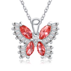 Valentines Day Gifts for Women Butterfly Necklace for Women 925 Sterling Silver Butterfly Pendant Necklaces January Birthstone Garnet Jewellery Butterfly Necklace Gifts for Women
