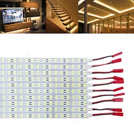 Under Cabinet LED Lighting 10Pack Rigid DC 12V LED Light Strip Light Super Bright Warm White 3000K SMD5630 9W 84LED Double Row 0.5m/20in for Kitchen,Counter,Shelf,TV Back