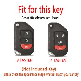 HIBEYO Car Key Case Fits Jeep Leather Protective Case Key Box Key Case for Jeep Wrangler JL 2018-2022, Gladiator JT 2020-2022 Flip Key with Key Fob 3 Buttons Brown