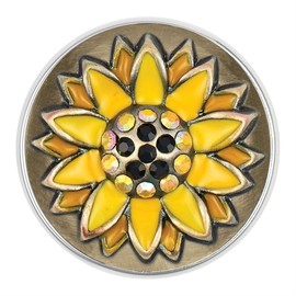 Ginger Snaps Sunflower, 20 Millimeter, Yellow, Rhodium Plated, Women, Jewelry and Accessories