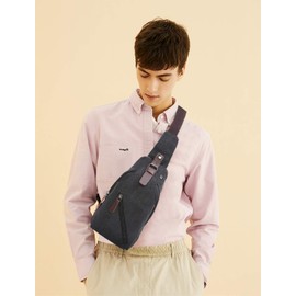 FANDARE Sling Bag with Headphone Opening Students Party Outdoor Multifunctional Shoulder Bag Women/Men Wear-resistant Canvas, black, L, Utility