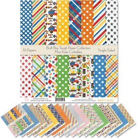 Pattern Paper Pack - Built Boy Tough - Scrapbook Premium Specialty Paper Single-Sided 12"x12" Collection Includes 16 Sheets - by Miss Kate Cuttables