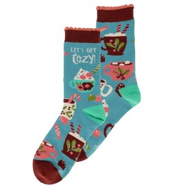 Karma, Women’s Soft Holiday Socks, Christmas Stocking Stuffer Crew Socks, Festive Novelty and Fun Socks for Women, One Size Fits Most - Cocoa