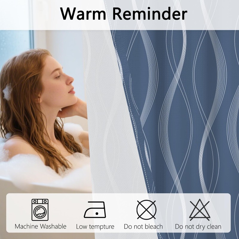 NAEMBCU No Hook Shower Curtain and Liner Set 71" x