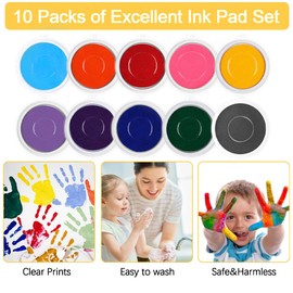 CXRYLZ-FUR 10pcs Large Ink Pad Colourful, Finger Stamp Fingerprint Set, Washable Embossing Finger Stamp Ink Pad for Card Making, Scrapbooking, Stamp Accessories