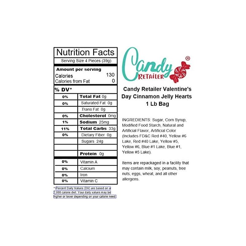 Candy Retailer Cinnamon Jelly Hearts 1 Lb