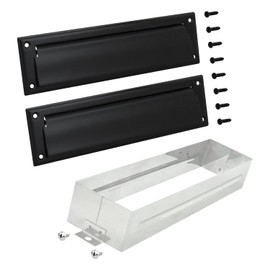 Nuk3y Solid Brass Mail Slot with Double Flap and Sleeve (Matte Black, 13" x 3.625")