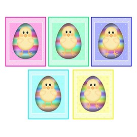5 Large Cute EASTER CHICKS Card Making Toppers/Embellishments (8cms x 6cms)